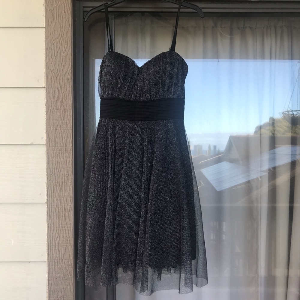 Black Semi-Formal Glitter Mesh Dress